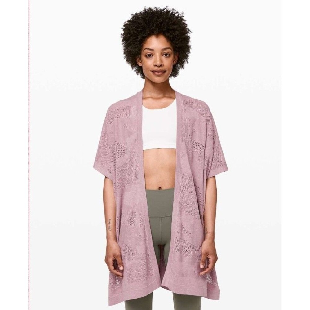 LULULEMON Find Your Light Wrap Heathered‎ Mauve Open Front Cardigan One Size
